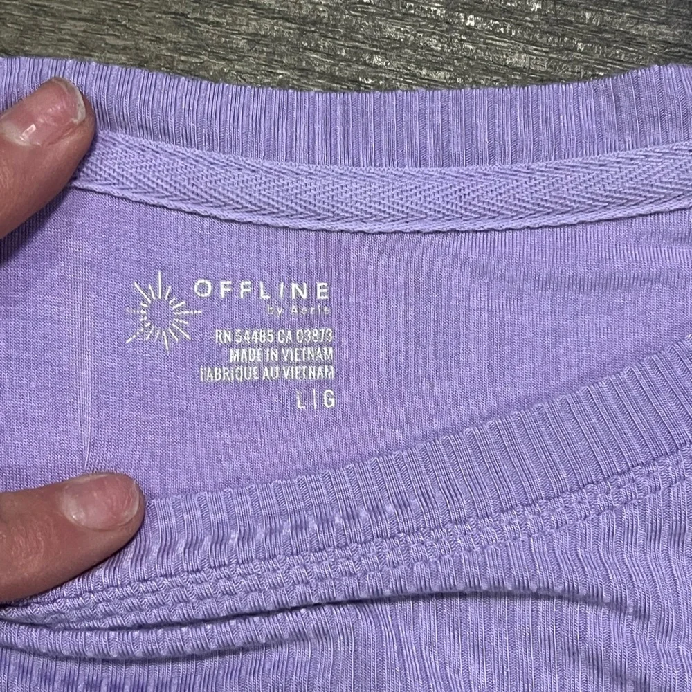 Offline by Aerie Lavender Long Sleeve Crop Top - Picture 2 of 3